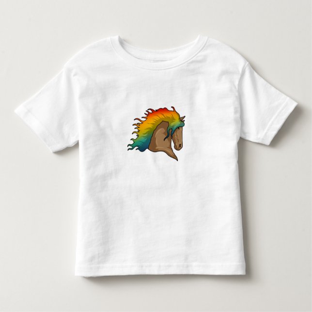 Camiseta Infantil Cavalo com Cabelo Arco-Íris (Frente)