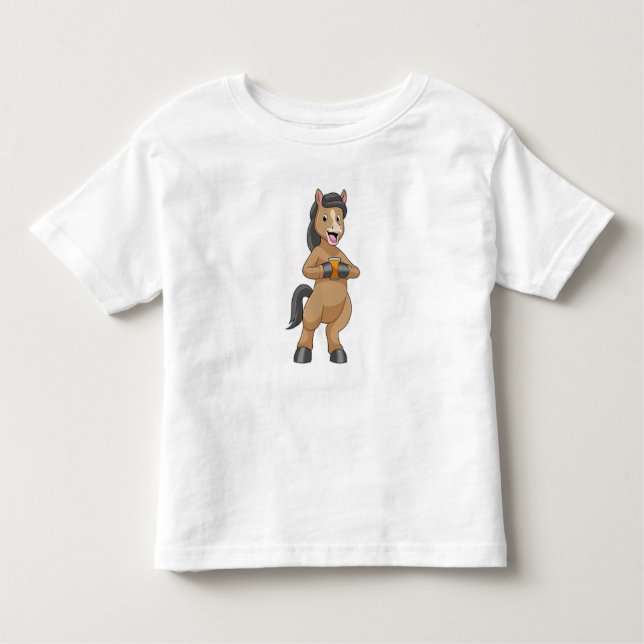 Camiseta Infantil Cavalo com Mug de Suco de Laranja (Frente)