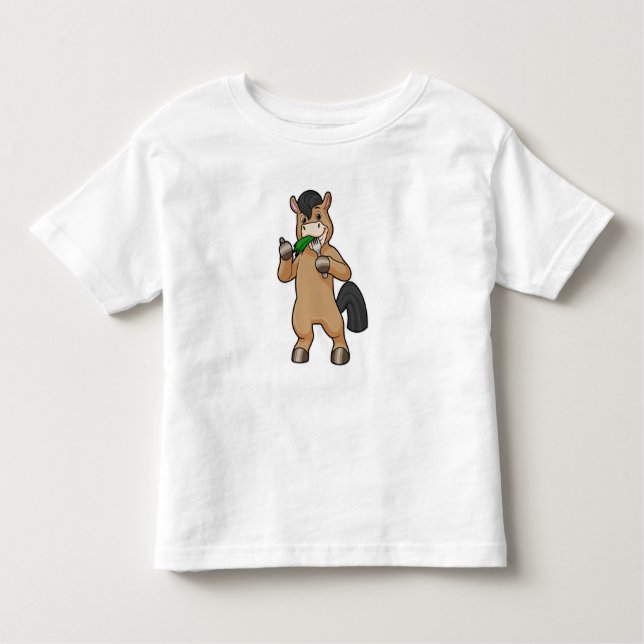 Camiseta Infantil Cavalo Comendo Vegano (Frente)
