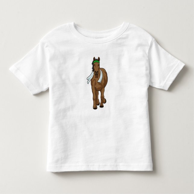 Camiseta Infantil Cavalo como corredor com toalha (Frente)