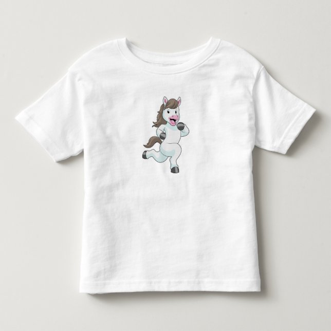 Camiseta Infantil Cavalo como Corredor em Corrida (Frente)