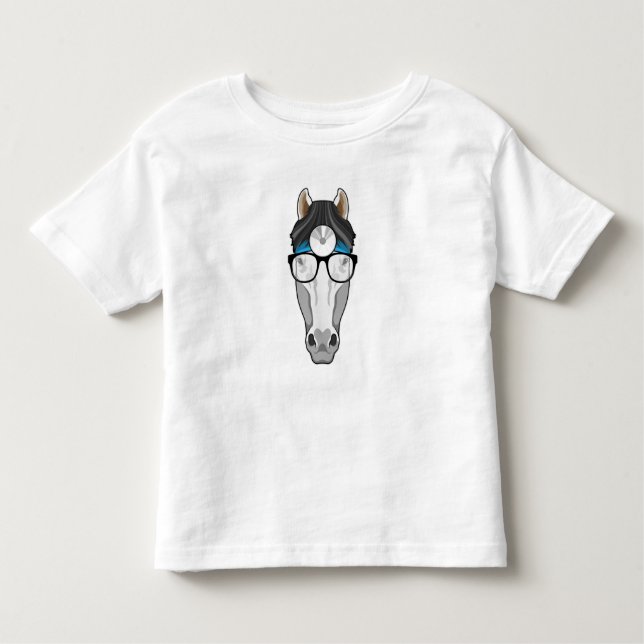 Camiseta Infantil Cavalo como Médico com Óculos (Frente)
