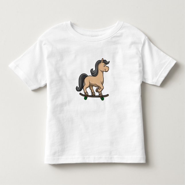 Camiseta Infantil Cavalo como Patinador com Skate (Frente)