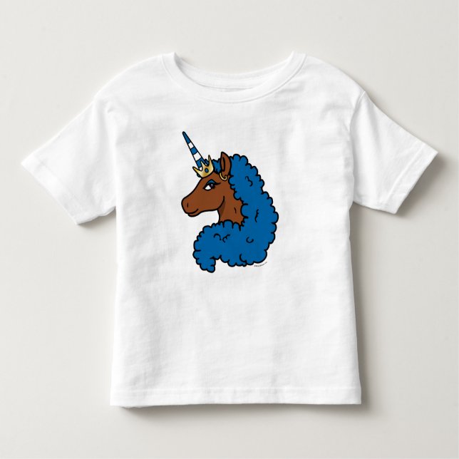 Camiseta Infantil Cavalo-marinho Afro Azul (Frente)