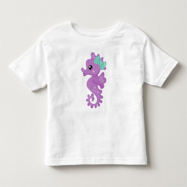 Camiseta Infantil Cavalo-marinho-Cinto-Roxo, Fita, Estrelas (Frente)
