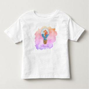 Camiseta Infantil Cavalo-marinho-Whimsic em Lightbulb em Aquarelas