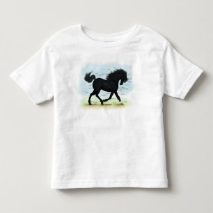 Camiseta Infantil Cavalo Negro com Gráfico de Anatomia de Estrelas 