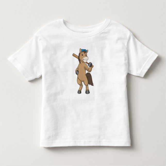 Camiseta Infantil Cavalo no Baseball com bastão de Baseball (Frente)