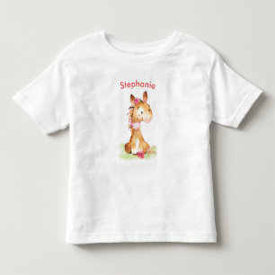 Camiseta Infantil Cavalo Pequeno Rosa D'Água
