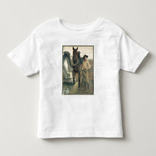 Camiseta Infantil Cavalos na calha da água, 1884 (óleo em canvas)
