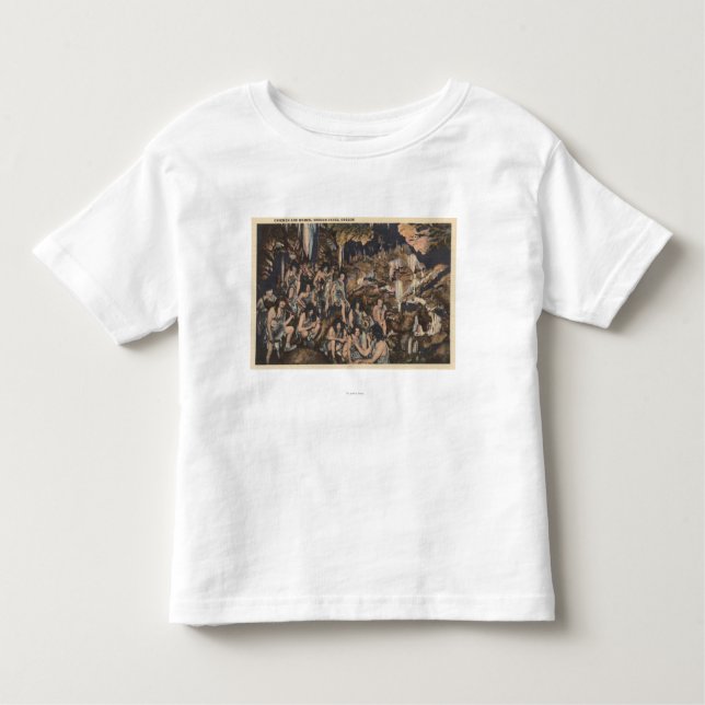 Camiseta Infantil Cavernas de Oregon - homens das cavernas e (Frente)