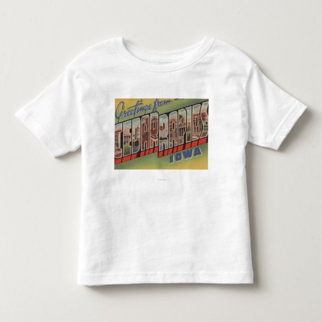 Camiseta Infantil Cedar Rapids, Iowa - grandes cenas da letra (Frente)