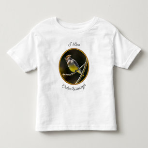 Camiseta Infantil Cedar Waxwing Songbird Original Foto de Pássaro Se