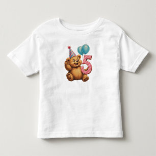 Camiseta Infantil Celebração de Aniversário do Ursinho Teddy Fofo