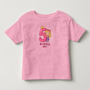 Camiseta Infantil Celebração de Garota 5 de Aniversário Bonita