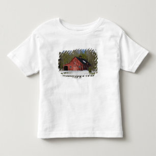 Camiseta Infantil Celeiro vermelho no inverno