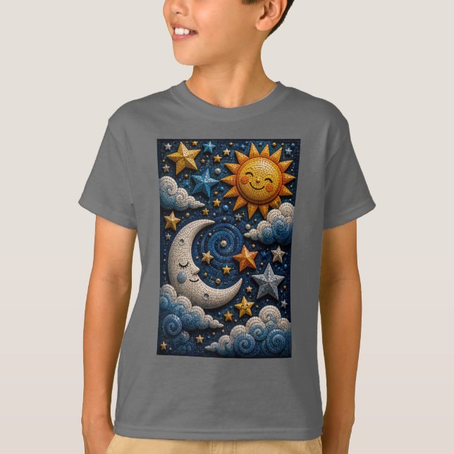 Camiseta Infantil Celestial Adventure 3D Mosaic (Frente)