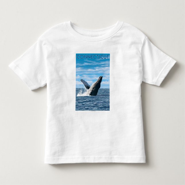 Camiseta Infantil Cena da baleia de ConnecticutHumpback (Frente)