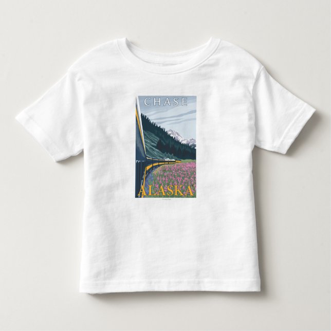 Camiseta Infantil Cena da estrada de ferro de Alaska - perseguição, (Frente)