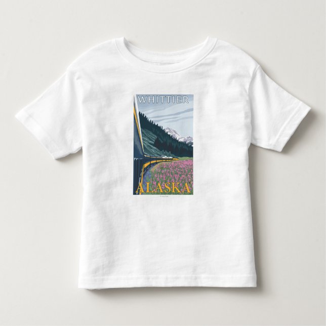 Camiseta Infantil Cena da estrada de ferro de Alaska - Whittier, (Frente)