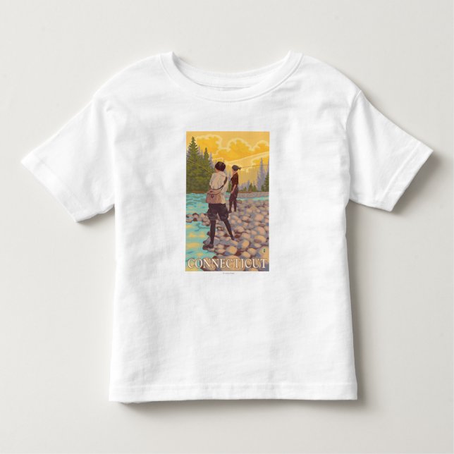 Camiseta Infantil Cena da pesca com mosca de ConnecticutWomen (Frente)