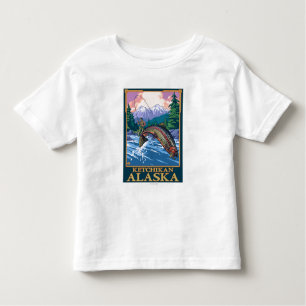 Camiseta Infantil Cena da pesca com mosca - Ketchikan, Alaska