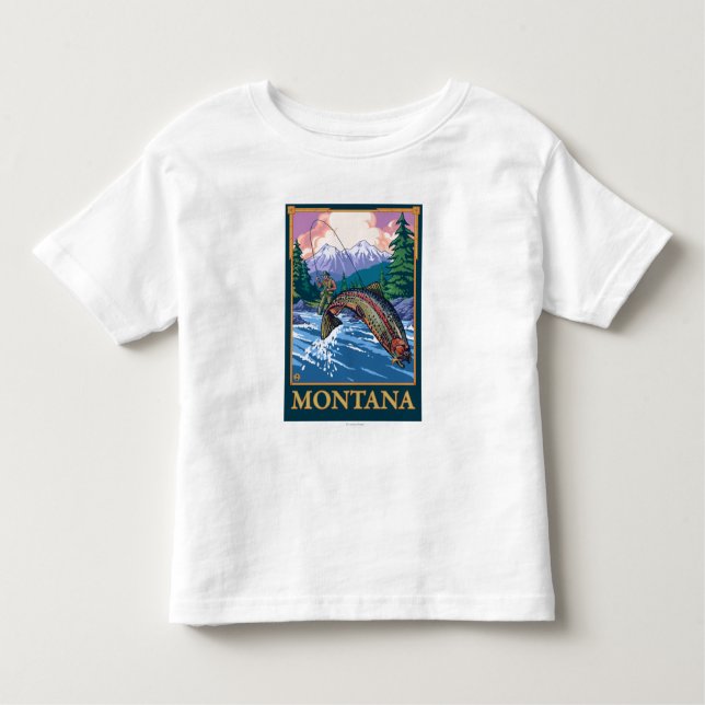 Camiseta Infantil Cena da pesca com mosca - Montana (Frente)