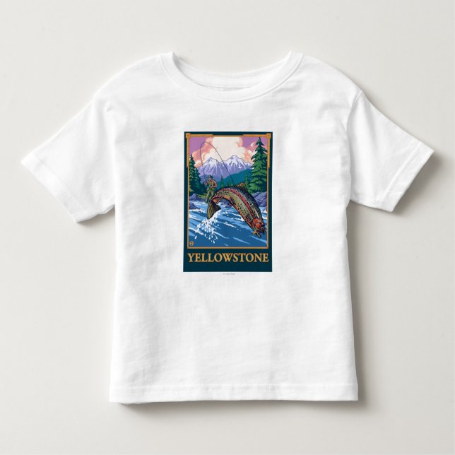 Camiseta Infantil Cena da pesca com mosca - parque nacional de (Frente)