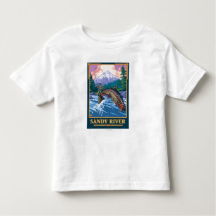 Camiseta Infantil Cena da pesca com mosca - rio de Sandy, Oregon