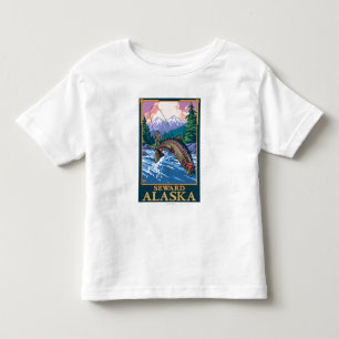 Camiseta Infantil Cena da pesca com mosca - Seward, Alaska