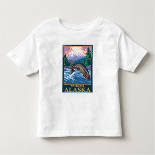 Camiseta Infantil Cena da pesca com mosca - Yukon, Alaska