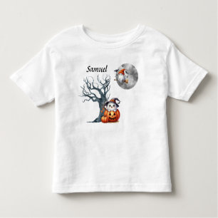Camiseta Infantil Cena de Halloween - Monograma - Bebê Cute Fantasma