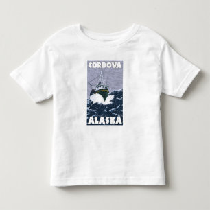 Camiseta Infantil Cena do barco de pesca - Cordova, Alaska