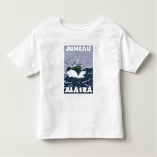 Camiseta Infantil Cena do barco de pesca - Juneau, Alaska