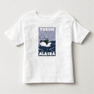Camiseta Infantil Cena do barco de pesca - Yukon, Alaska