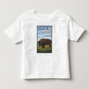 Camiseta Infantil Cena do bisonte - bacia de Copper River, Alaska