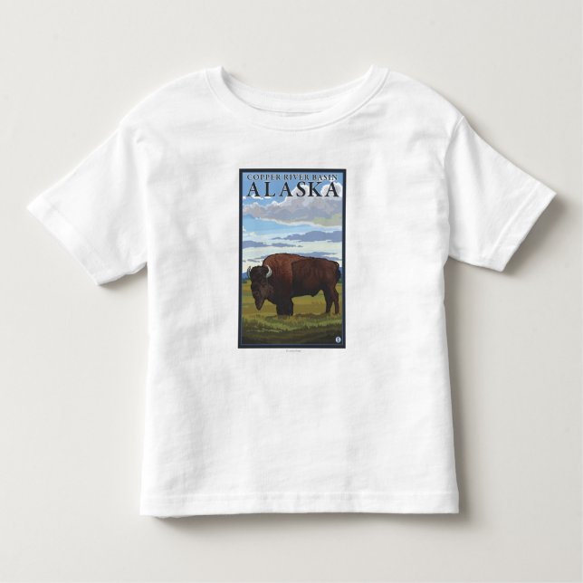 Camiseta Infantil Cena do bisonte - bacia de Copper River, Alaska (Frente)