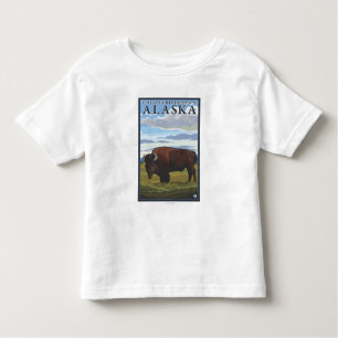 Camiseta Infantil Cena do bisonte - bacia hidrográfica de Chitina,