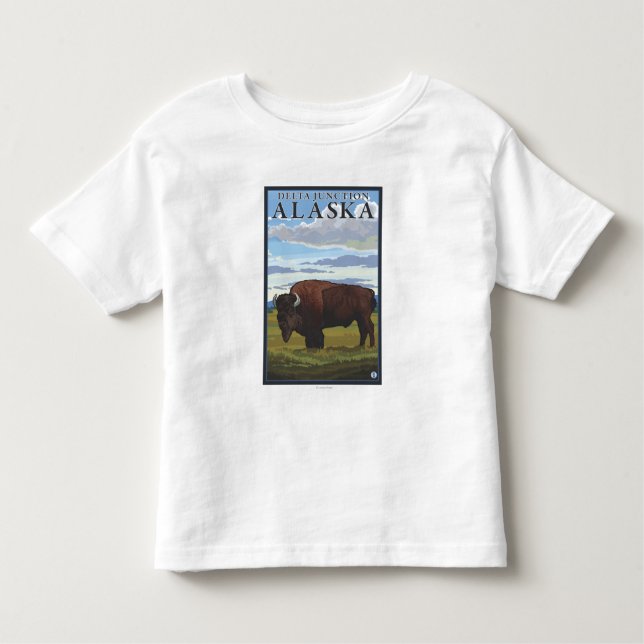 Camiseta Infantil Cena do bisonte - junção do delta, Alaska (Frente)