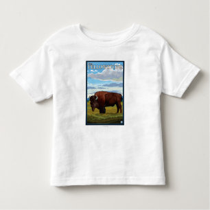 Camiseta Infantil Cena do bisonte - Yellowstone ocidental, Montana