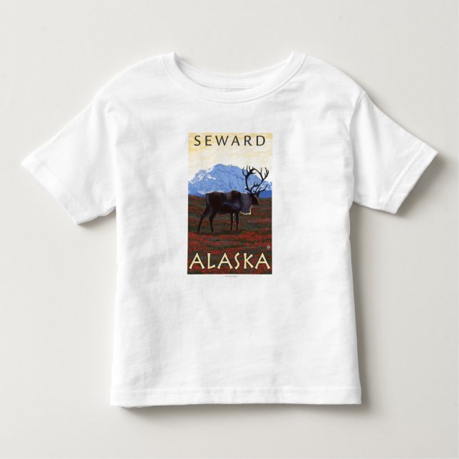 Camiseta Infantil Cena do caribu - Seward, Alaska (Frente)