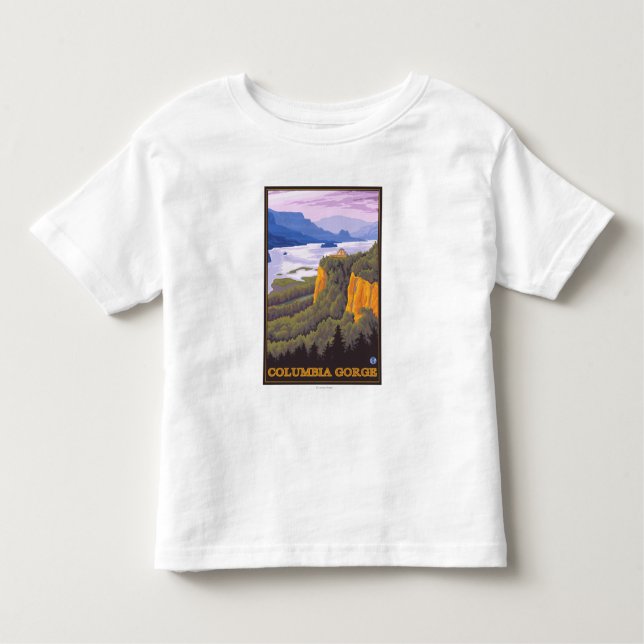 Camiseta Infantil Cena do desfiladeiro do Rio Columbia com ponto da (Frente)