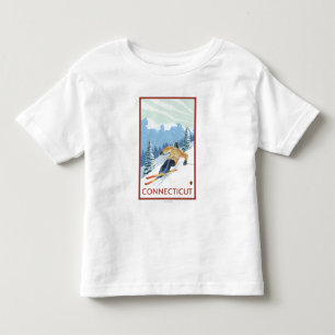 Camiseta Infantil Cena do esquiador de ConnecticutDownhill