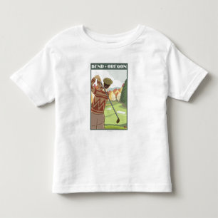 Camiseta Infantil Cena do jogador de golfe - curvatura, Oregon