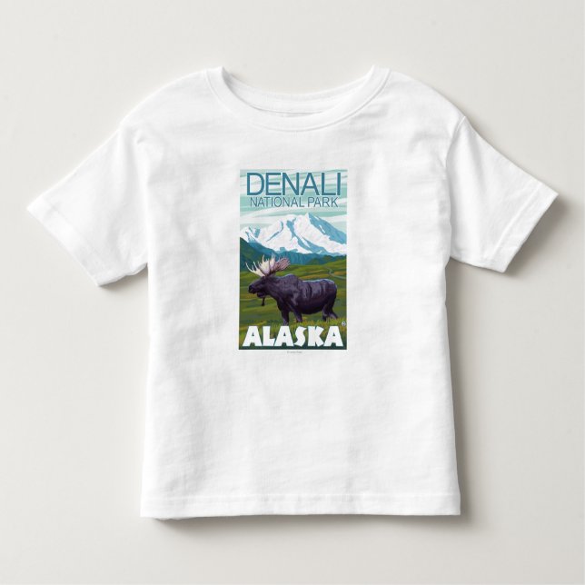 Camiseta Infantil Cena dos alces - parque nacional de Denali, Alaska (Frente)