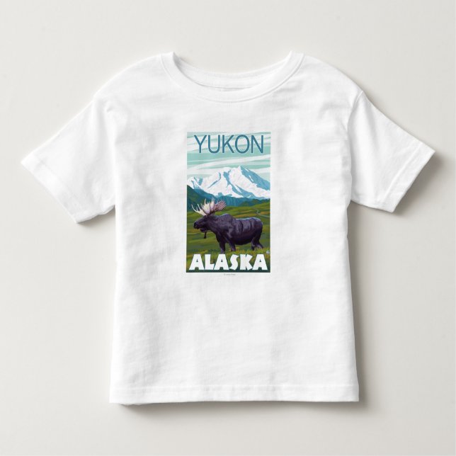 Camiseta Infantil Cena dos alces - Yukon, Alaska (Frente)