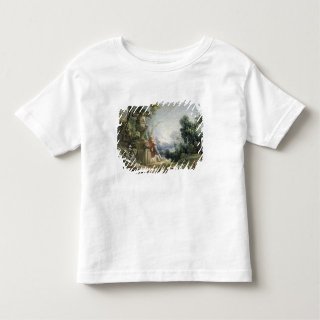 Camiseta Infantil Cena Pastoral, ou Pastor Jovem na Paisagem (Frente)