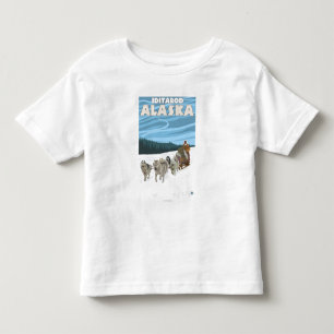 Camiseta Infantil Cena Sledding do cão - Iditarod, Alaska