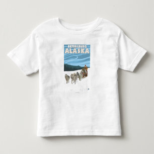 Camiseta Infantil Cena Sledding do cão - Petersburgo, Alaska