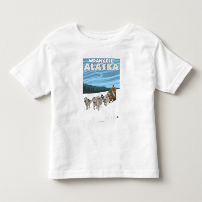 Camiseta Infantil Cena Sledding do cão - Wrangell, Alaska (Frente)